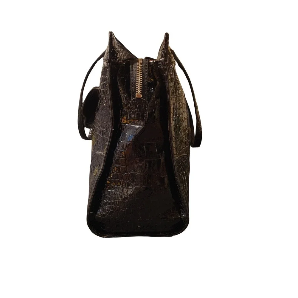Guess Structured Handbag Purse Black Croc Embossed Texture Sleek Girl Boss